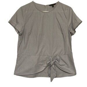 Banana Republic Light Gray Short Sleeve Tie Front Blouse Size Small EUC #1260